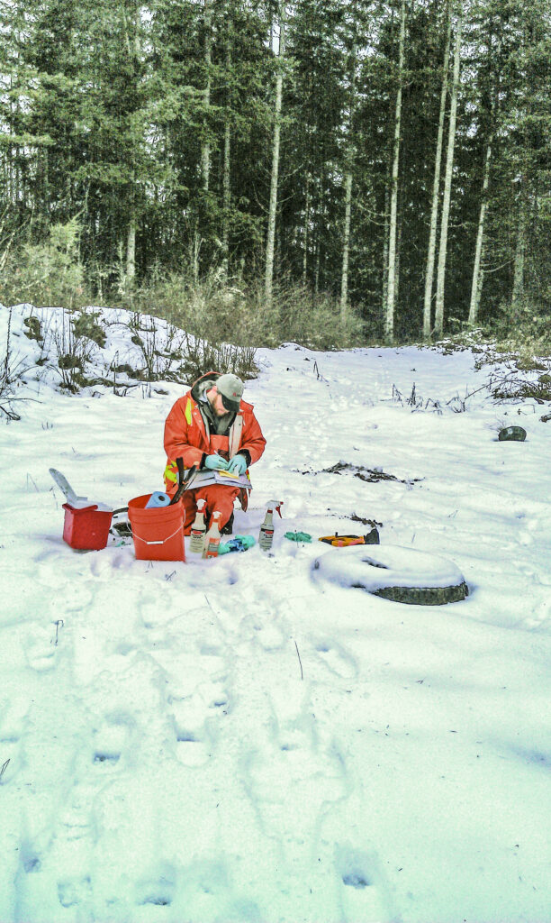 image of soil sampling in the snow